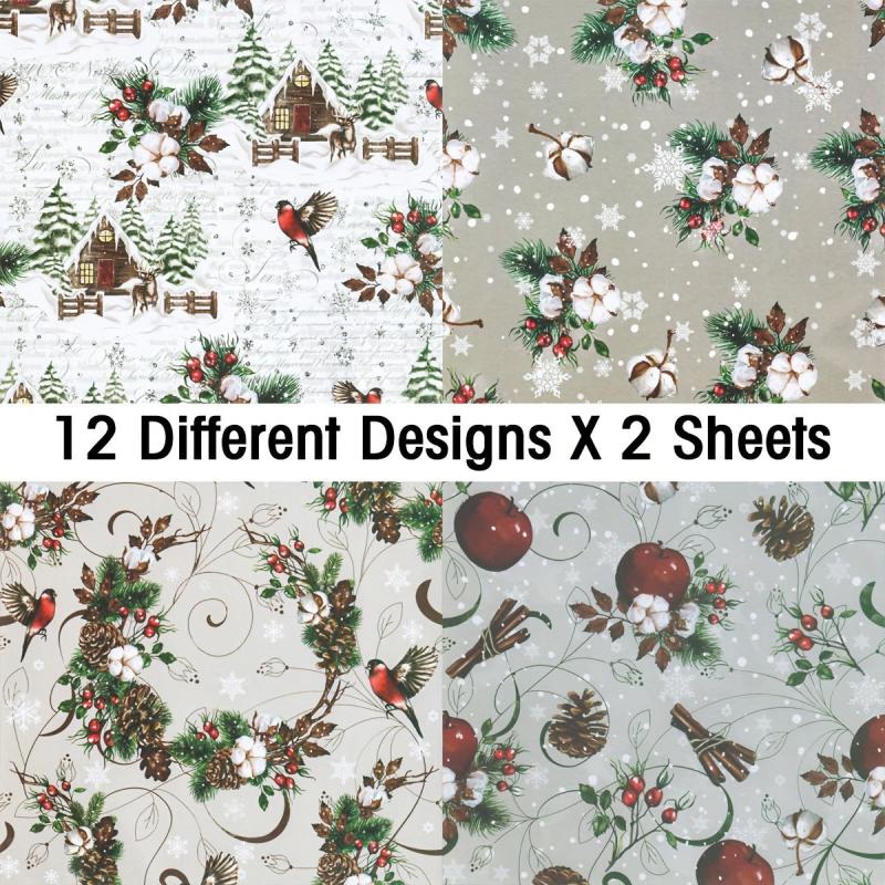 Christmas Scrapbook Paper Pad 24 Sheets 160gsm Planner Craft Supply