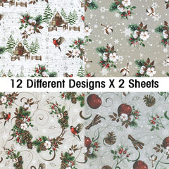 Christmas Scrapbook Paper Pad 24 Sheets 160gsm Planner Craft Supply