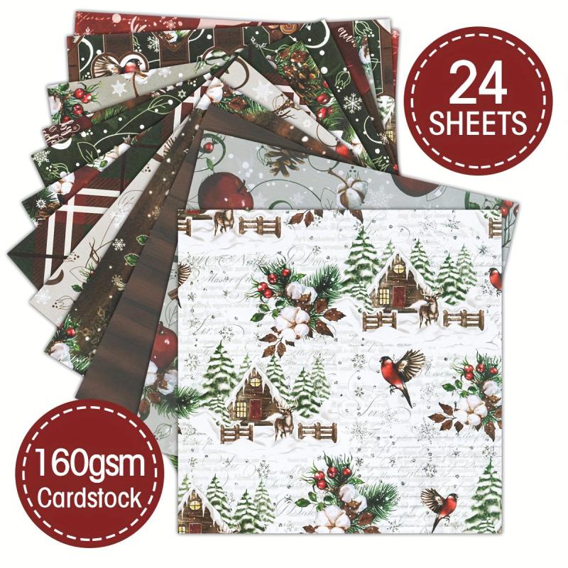Christmas Scrapbook Paper Pad 24 Sheets 160gsm Planner Craft Supply