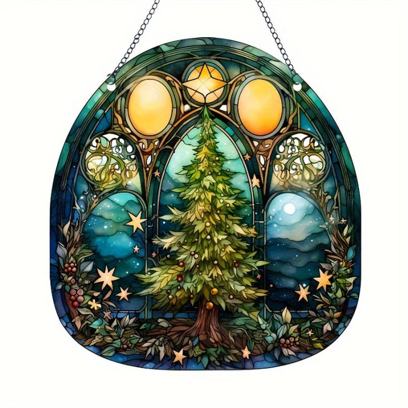 Christmas Tree Family Window Decoration Wall Hanging Retro