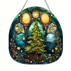 Christmas Tree Family Window Decoration Wall Hanging Retro