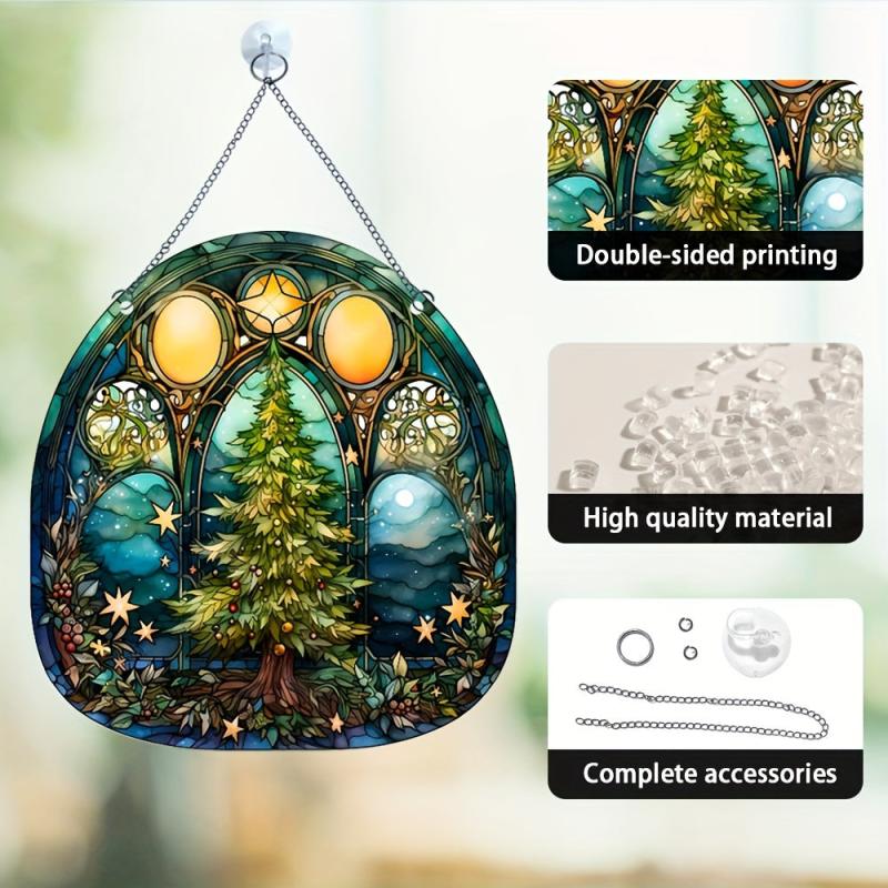 Christmas Tree Family Window Decoration Wall Hanging Retro