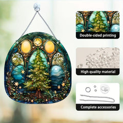Christmas Tree Family Window Decoration Wall Hanging Retro