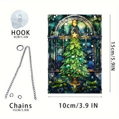 Christmas Tree Family Window Decoration Wall Hanging Retro