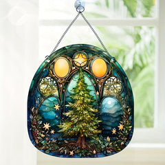 Christmas Tree Family Window Decoration Wall Hanging Retro