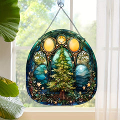 Christmas Tree Family Window Decoration Wall Hanging Retro