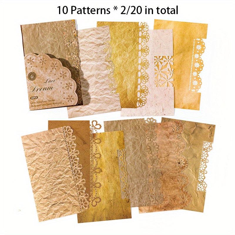 20pcs Hollow Lace Writing Material Paper for DIY Crafts Gift Wrapping
