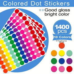 1400 PCS 20 Sheets Color Coding Labels Circle Dot Stickers Sticky Dots 10 Col