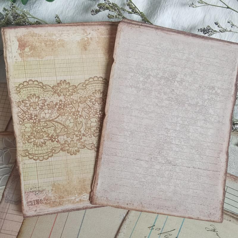 50pcs Grid Retro Butterfly Diary Decoration Yellowing Paper