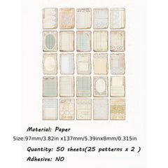 50pcs Grid Retro Butterfly Diary Decoration Yellowing Paper