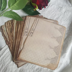 50pcs Grid Retro Butterfly Diary Decoration Yellowing Paper