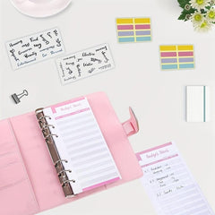 Purple Pink Macaron Notebook Leather PU Binder Cash Budget Journal Diary