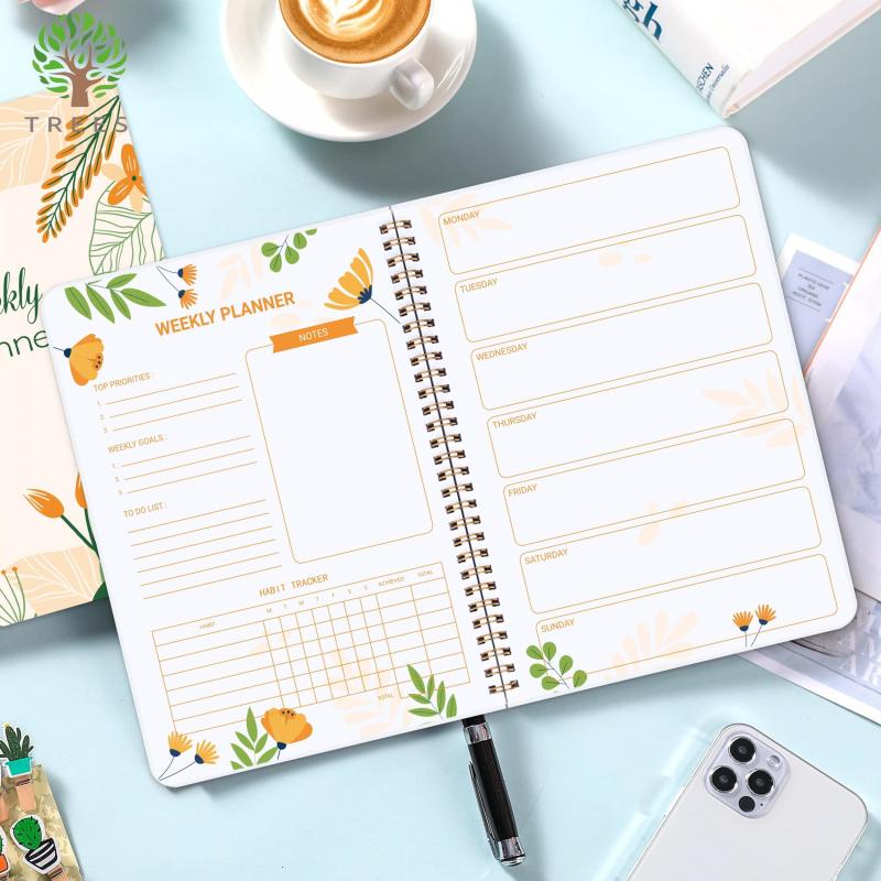 1pc Undated Weekly Planner To Do List Notebook Spiral Goals Journal
