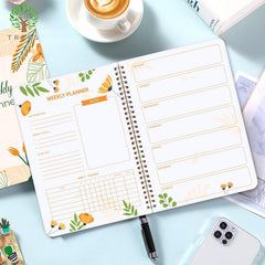 1pc Undated Weekly Planner To Do List Notebook Spiral Goals Journal