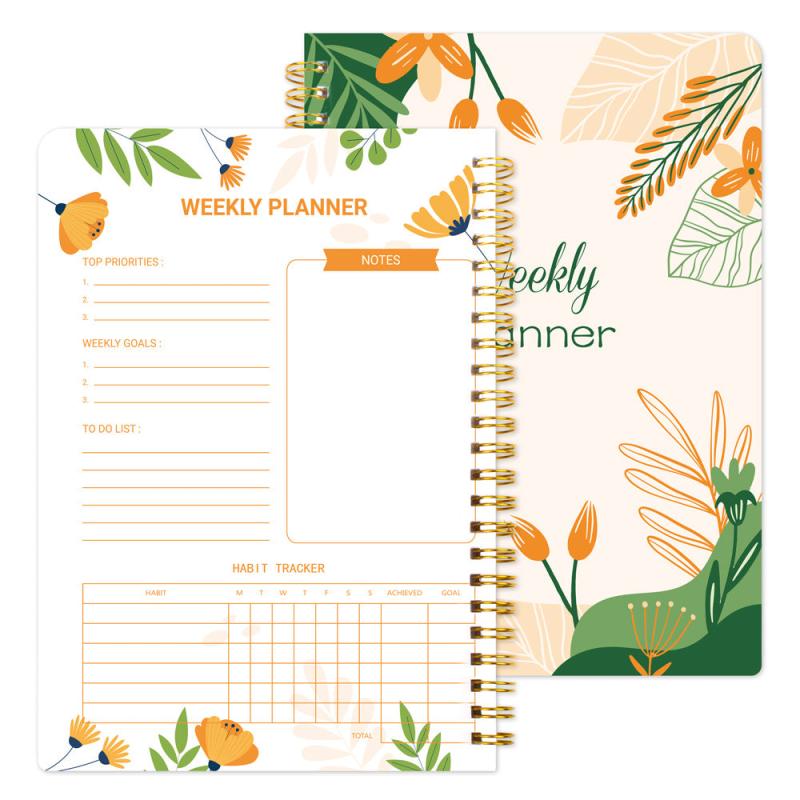 1pc Undated Weekly Planner To Do List Notebook Spiral Goals Journal