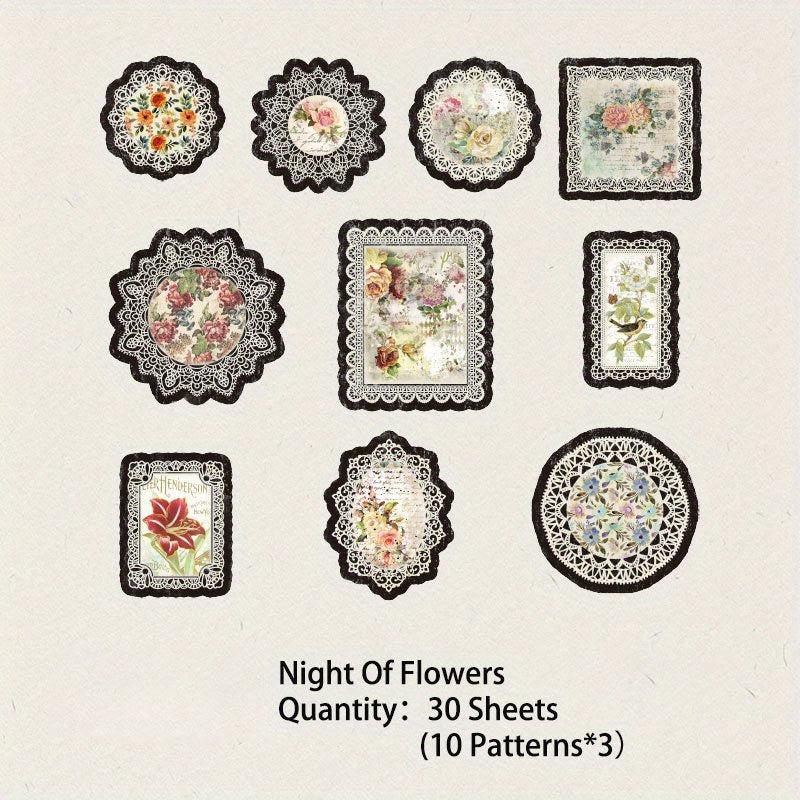 30 Sheets Vintage Lace Scrapbook Paper Non Sticky Material Scrapbooking Supplies
