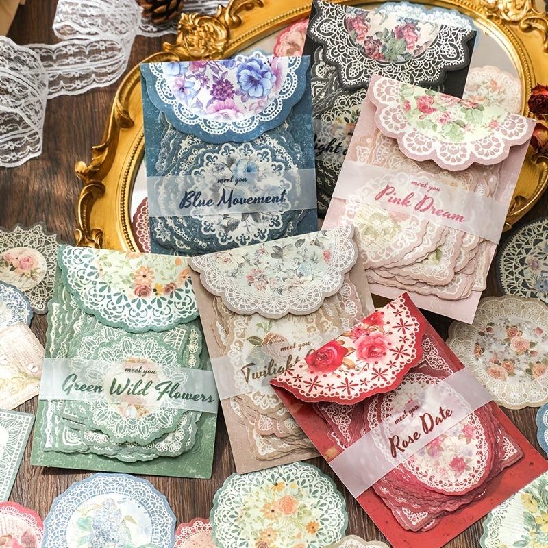 30 Sheets Vintage Lace Scrapbook Paper Non Sticky Material Scrapbooking Supplies
