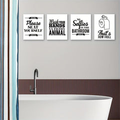 Funny Bathroom Wall Art Set Of 4 Unframed - Bathroom Signs Decor