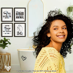 Funny Bathroom Wall Art Set Of 4 Unframed - Bathroom Signs Decor