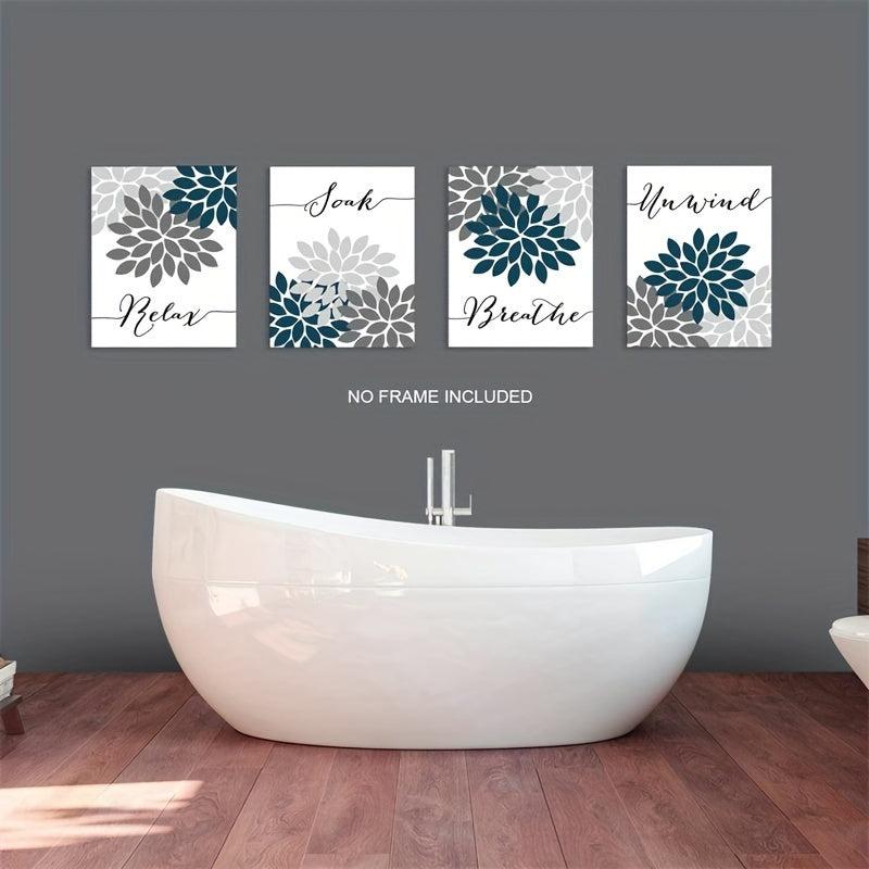 Teal Relax Soak Unwind Breathe Bathroom Wall Decor