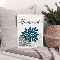 Teal Relax Soak Unwind Breathe Bathroom Wall Decor