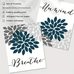 Teal Relax Soak Unwind Breathe Bathroom Wall Decor