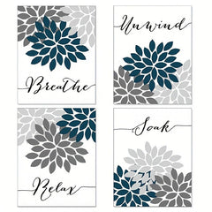 Teal Relax Soak Unwind Breathe Bathroom Wall Decor