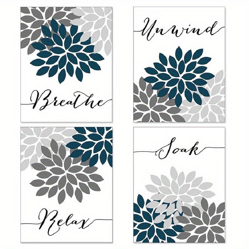 Teal Relax Soak Unwind Breathe Bathroom Wall Decor