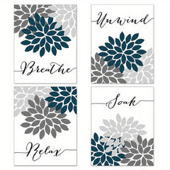 Teal Relax Soak Unwind Breathe Bathroom Wall Decor