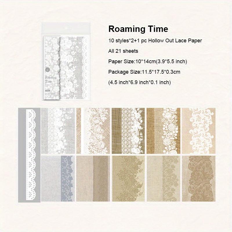 21pcs Vintage Scrapbook Paper Floral Scrapbooking Supplies