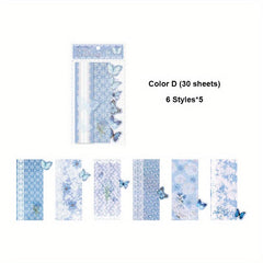 30 Sheets Vintage Flower Butterfly Scrapbook Paper Kit Non Sticky Paper Kits