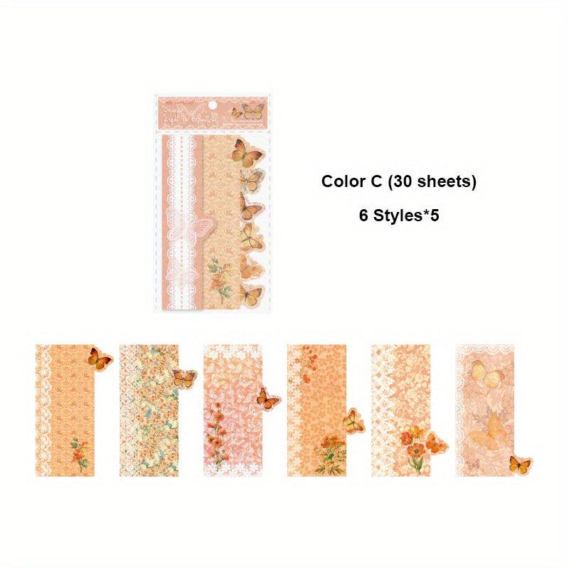 30 Sheets Vintage Flower Butterfly Scrapbook Paper Kit Non Sticky Paper Kits