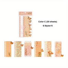 30 Sheets Vintage Flower Butterfly Scrapbook Paper Kit Non Sticky Paper Kits