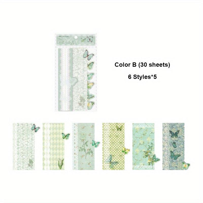 30 Sheets Vintage Flower Butterfly Scrapbook Paper Kit Non Sticky Paper Kits