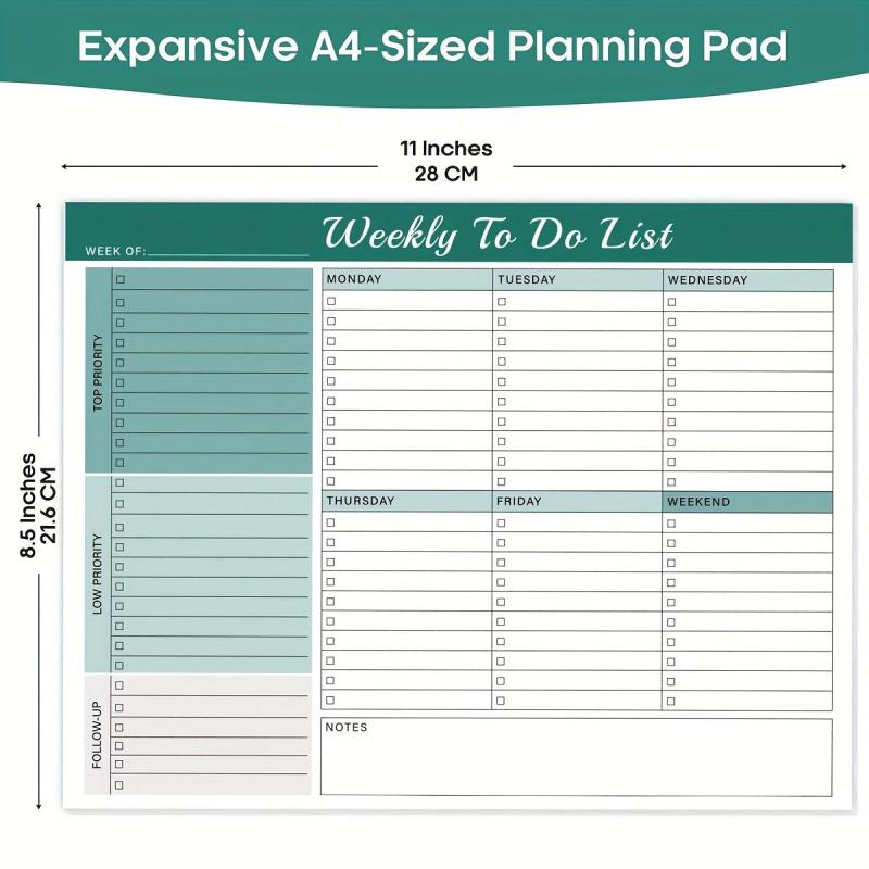 Weekly Planner Pad 52 Tear Off Sheets Undated Weekly Desk Planner