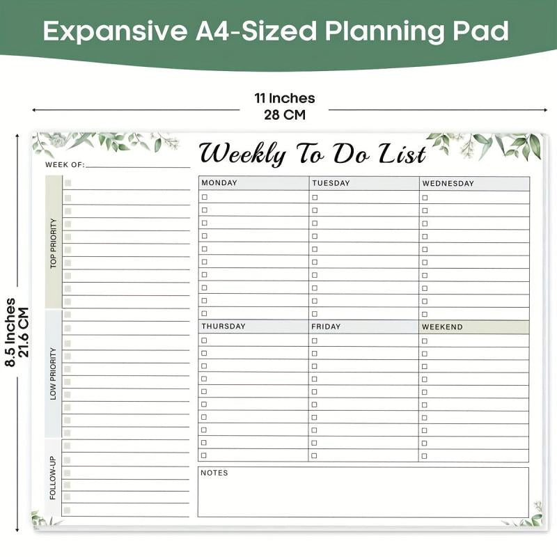 Weekly Planner Pad 52 Tear Off Sheets Undated Weekly Desk Planner