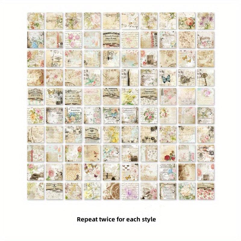 200pcs December Garden Series Retro Hand Ledger Decoration Collage Base Material