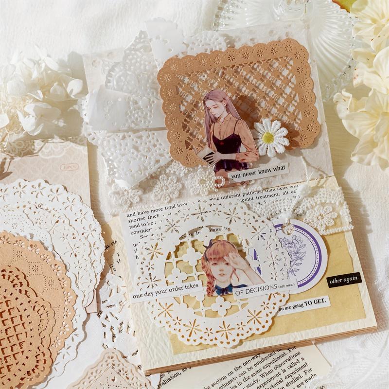 10pcs Hollow Lace Paper Shimmering Glitter DIY Decoration