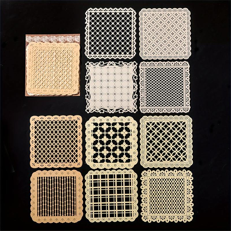 10pcs Hollow Lace Paper Shimmering Glitter DIY Decoration