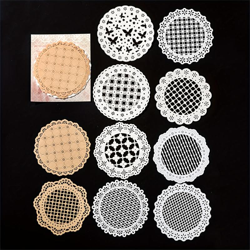 10pcs Hollow Lace Paper Shimmering Glitter DIY Decoration