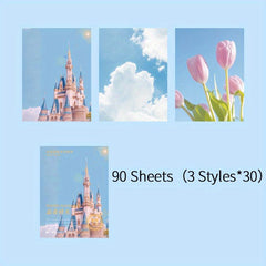 90pcs Scenery Inviscid Decorative Paper DIY Tent Background Paper
