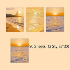 90pcs Scenery Inviscid Decorative Paper DIY Tent Background Paper