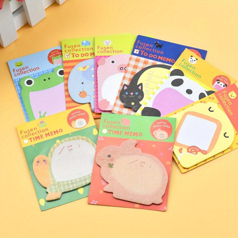 8 Animal Sticky Notes Set Self Stick Pads Cartoon Novelty