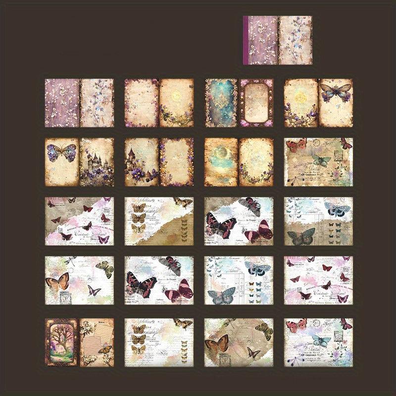 40pcs Retro Dark Wind Paper Set for Crafts, Can Be Cut, 5x5/5x7/5x9 Inch