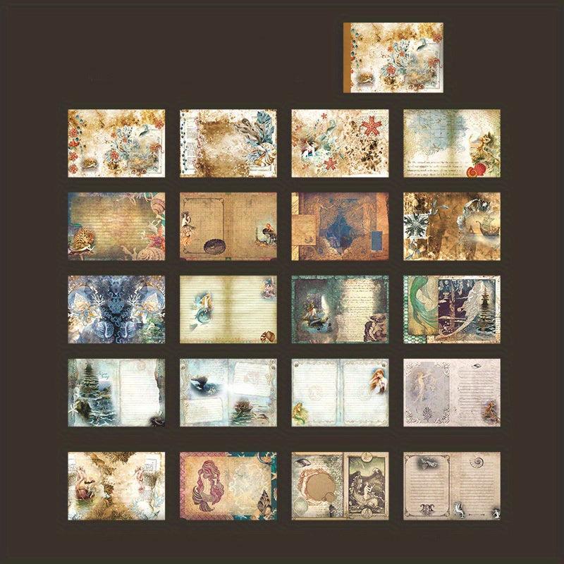 40pcs Retro Dark Wind Paper Set for Crafts, Can Be Cut, 5x5/5x7/5x9 Inch