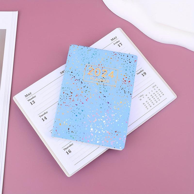 A7 English Planner Mini Pocket Notepad Laser Colorful Faux Leather Cover