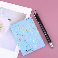 A7 English Planner Mini Pocket Notepad Laser Colorful Faux Leather Cover
