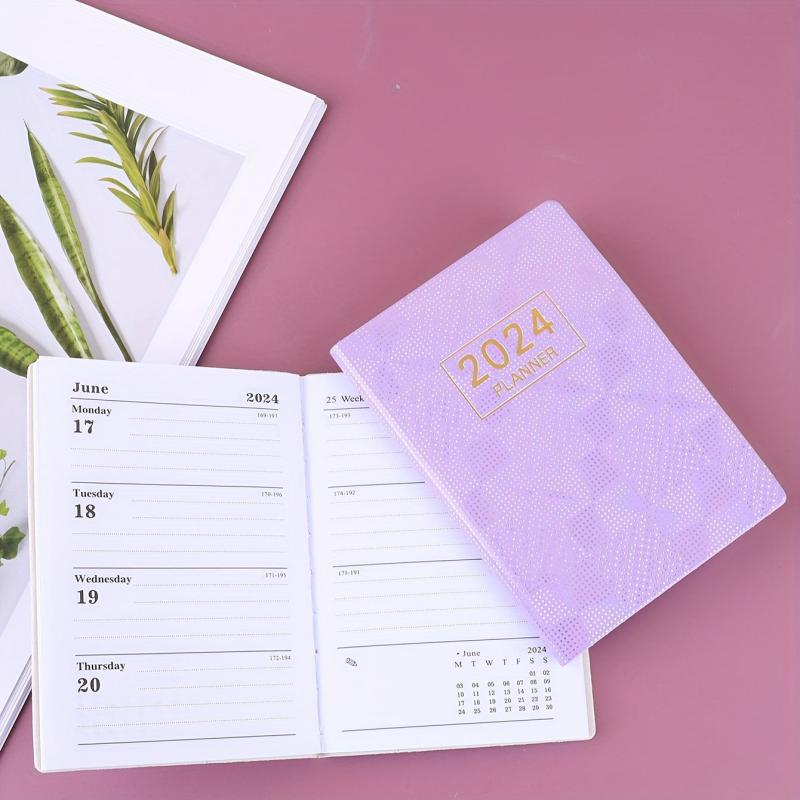 A7 English Planner Mini Pocket Notepad Laser Colorful Faux Leather Cover