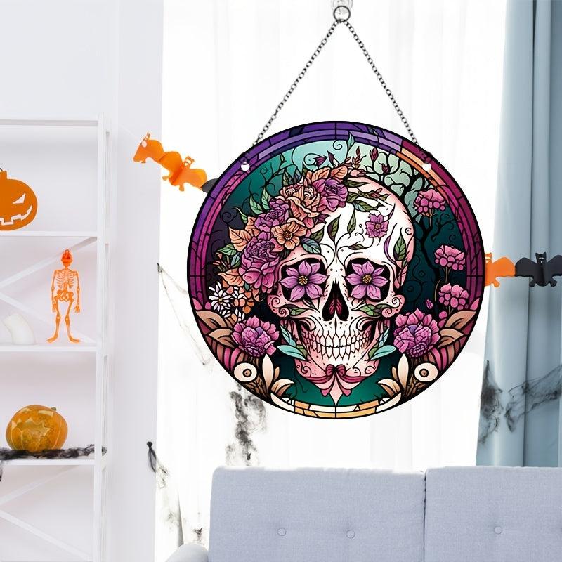 Halloween Acrylic Window Hanging Mexican Skull Painted Decorations