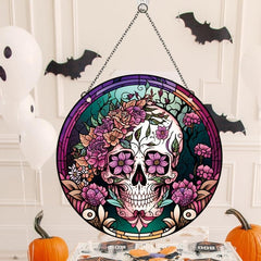 Halloween Acrylic Window Hanging Mexican Skull Painted Decorations
